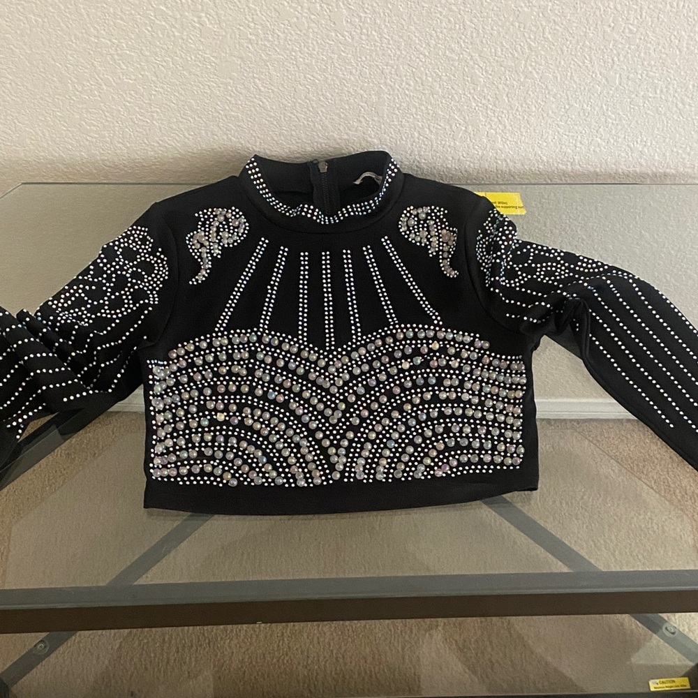 Chic Black Embellished Women's Blouse